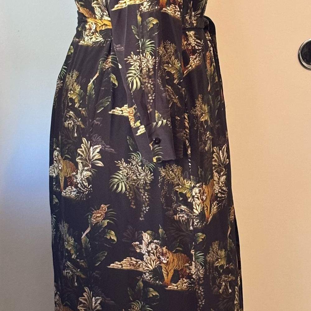 L’Agence black Safari Print Tie-Waist Women's Maxi Dress - Picture 6 of 13
